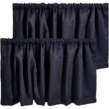 OLYCRAFT 2 Panels Black Blackout Valances Half Window Curtain Small Window Rod Pocket Kitchen Valances Short Winow Valance Curtain for Kitchen Living Room Bedroom 52x18x0.2 Inch