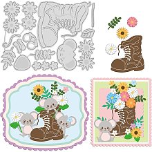 GLOBLELAND Boots and Animal Die Cuts animaland Flowers Embossing Template Sunflower Carbon Steel Die Set for Card Scrapbooking Card DIY Craft