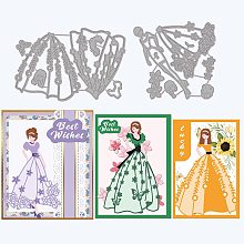 GLOBLELAND Fashion Woman Woman Embossing Template Lady Carbon Steel Die Cuts Dress Flower Die Cut for Scrapbooking Card DIY Craft Decoration