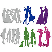 GLOBLELAND 8Pcs Retro Dress Couples Cutting Dies Couple Walking Dog Retro Dress Couples Dancing Embossing Stencils Template for Card Scrapbooking and DIY Craft Album Paper Card Decor