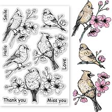 GLOBLELAND Flowers Birds Clear Stamps Flowers Birds Decorative Clear Stamps Silicone Stamps for Card Making and Photo Album Decor Decoration and DIY Scrapbooking