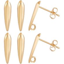 Beebeecraft 1 Box 30Pcs Teardrop Earring Findings 18K Gold Plated Raindrop Stud Post with Loop and 30Pcs Butterfly Earring Backs for DIY Jewelry Earring Making