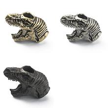 Nbeads 3Pcs 3 Colors Dinosaur Head Shaped Brass Beads, for EDC Knife String Pendant Parachute String Tool, Mixed Color, 25.5x17.5x11mm, Hole: 5.7mm, 1pc/color