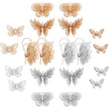 SUNNYCLUE 1 Box 20Pcs 5 Styles 3D Butterfly Rhinestone Filigree Butterfly Charms with Rhinestones Hollow Butterfly Pendants Charms Butterfly Finding for DIY Necklace Bracelet Jewelry Crafting Making