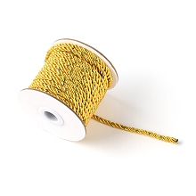 PandaHall Elite 3-Ply Polyester & Metallic Cord Cord, with Spool, Twisted Rope, for DIY Cord Jewelry Findings, Gold, 5mm, 14m/roll