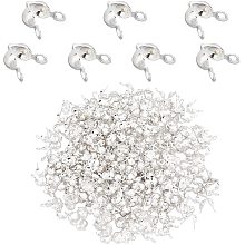 DICOSMETIC 300pcs 3.5mm 304 Stainless Steel Clamshell Bead Tips Bead Knot End Caps Fold-Over Crimp Beads Covers for Jewelry Making DIY Craft,Hole:1.2mm