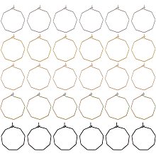 UNICRAFTALE 30pcs 5 Colors Octagon Beading Hoop Earring Hypoallergenic Wine Glass Charm Rings Stainless Steel Beading Earring Hoops for Women Jewellery Making 25mm