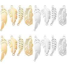 UNICRAFTALE 16pcs 2 Colors 4 Styles Stainless Steel Leaf Links Leaf Link Connector Charm Links 1.4-1.8mm Hole Metal Linking Connectors Leaf Links for Jewelry Making, About 26/33mm Long