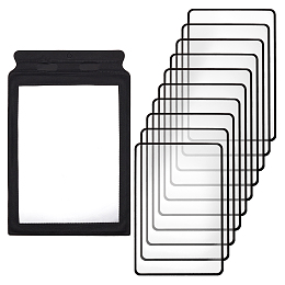 AHANDMAKER 11Pcs 2 Style PVC Plasic Portable Magnifying Lenses, Wallet Magnifiers 3X Lense, for Reading, Fire Starter, Rectangle, Black & Clear, 180~306x120~197x0.8~1mm