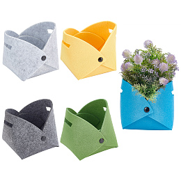 CHGCRAFT 5Pcs 5 Colors Small Window Planter Cotton Fabric Grow Bags Nursery Pots Mini Garden Flower Pot with Handle for Indoor Fruits Vegetables Plants,22.5x31.1x0.3cm