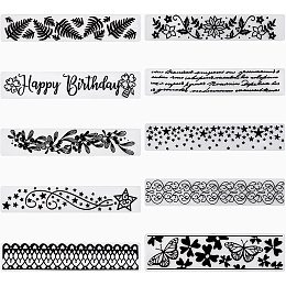 GORGECRAFT 10PCS Flower and Leaf Plastic Embossing Folder DIY Craft Template Moulds Star Stamp Stencils Template Written Words Embossing Folder Stencil Paper Card Decorating Mould for Card Making