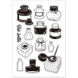 GLOBLELAND Ink Bottle Clear Stamps Transparent Silicone Stamp Seal for Card Making Decoration and DIY Scrapbooking