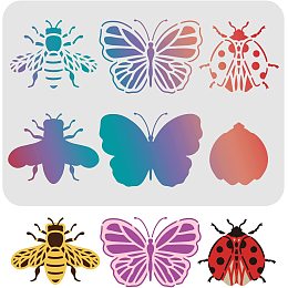 FINGERINSPIRE Layered Animals Stencils Template 11.7x8.3 inch Plastic Butterfly Drawing Painting Stencils Ladybug Bee Pattern Stencils Reusable Stencils for Painting on Wood, Floor, Wall and Tile