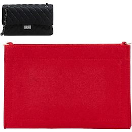 WADORN Felt Handbag Insert Organizer, Purse Organizer with Handle Handbag Shaper Liner Pouch with Multiple Pockets Compartments Tote Bag Interior Insert Accessories, 8.9x6.3 Inch, Red