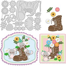 GLOBLELAND Boots and Animal Die Cuts animaland Flowers Embossing Template Sunflower Carbon Steel Die Set for Card Scrapbooking Card DIY Craft