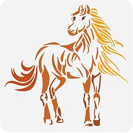 FINGERINSPIRE Horse Drawing Stencil 11.8x11.8 inch Hollow Out Horse with Long Hair Stencil Reusable Plastic Animal Stencil Template DIY Art Crafts for Painting on Photo Album, Paper, Wall, Furniture