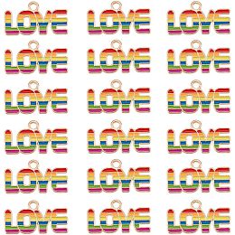 SUNNYCLUE 1 Box 30Pcs Love Word Charm Love Charms Bulk Rainbow Words LGBT Pride Love is Love Gay Alloy Enamel Cute Valentine's Day Charm for Jewelry Making Charms DIY Necklace Earring Adults Craft