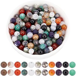 Arricraft 220 Pcs Natural Agate Beads, Assorted 11 Styles Gemstone Loose Beads Mixed Color Stone DIY Charms for Bracelet Necklace Jewelry Making