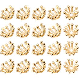 Beebeecraft 1 Box 20Pcs Filigree Bead Caps 18K Gold Plated Hollow Flower Spacer Loose Bead End Caps for DIY Jewelry Crafts Making Hole: 1.4mm