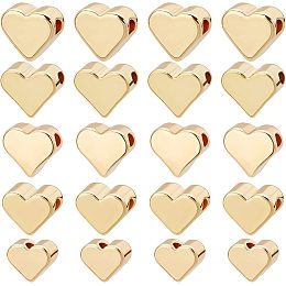 BENECREAT 60Pcs 5 Size 18K Gold Plated Heart Brass Beads Metal Beads Loose Bead for Jewelry Making Bracelets Necklace DIY Craft