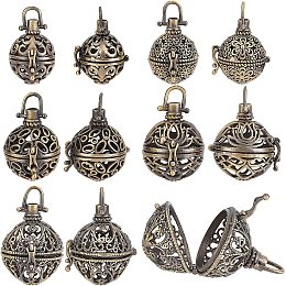 SUNNYCLUE 10Pcs 5 Styles Cage Charms Brass Locket Charms Bead Cage Chime Ball Pendants Hollow Cages Metal Charm for Jewelry Making Charms DIY Gemstone Necklaces Bracelet Earring Keychain Supplies