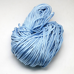 Honeyhandy 7 Inner Cores Polyester & Spandex Cord Ropes, Solid Color, for Rope Bracelets Making, Light Blue, 4~5mm, about 109.36 yards(100m)/bundle, 420~500g/bundle