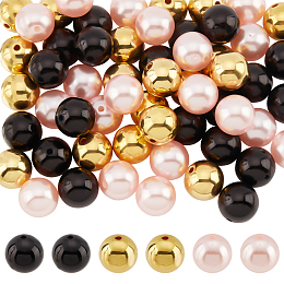 PandaHall Elite 60Pcs 3 Colors Custom Resin Imitation Pearl Beads, Round, Mixed Color, 20mm, Hole: 2.6mm, 20pcs/color