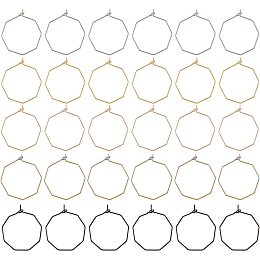 UNICRAFTALE 30pcs 5 Colors Octagon Beading Hoop Earring Hypoallergenic Wine Glass Charm Rings Stainless Steel Beading Earring Hoops for Women Jewellery Making 25mm