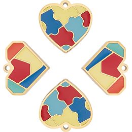 UNICRAFTALE 4pcs 2 Styles Autism Charms Pendants Colorful Heart with Puzzle Shape Charms 304 Stainless Steel Vacuum Plating Charms Autistic Awareness Pendants for DIY Jewelry Making