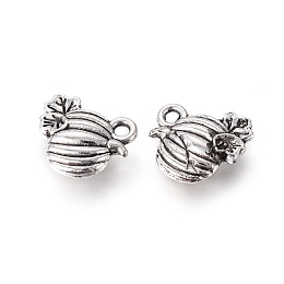 Honeyhandy Pumpkin Tibetan Style Zinc Alloy Charms, Antique Silver, 11x10x3mm, Hole: 2mm