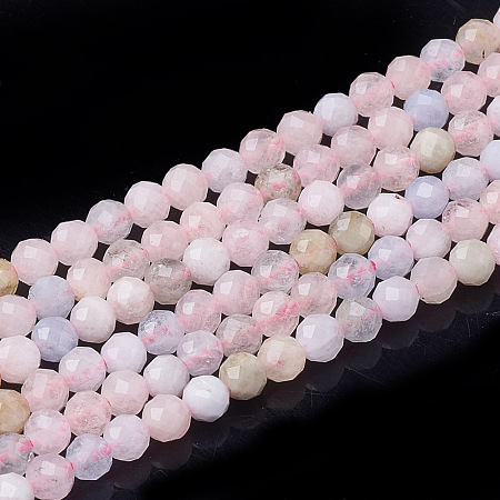 ARRICRAFT Natural Morganite Beads Strands, Faceted, Round, 3mm, Hole: 0.5mm, about 119pcs/strand, 15.35 inches