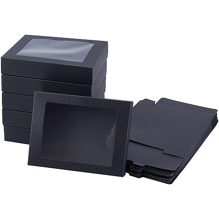 Cardboard Box, with PVC Clear Window, Rectangle, Black, 17.5x13.5x3.5cm