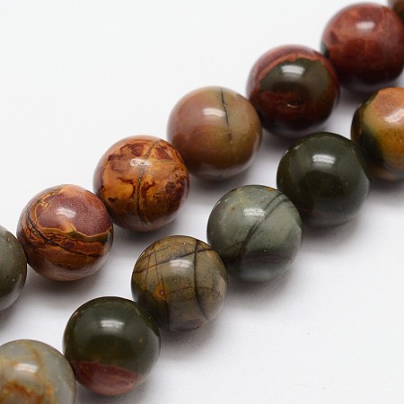 Arricraft Natural Picasso Stone/Picasso Jasper Bead Strands, Round, 6mm, Hole: 1mm, about 64pcs/strand, 15.4 inches