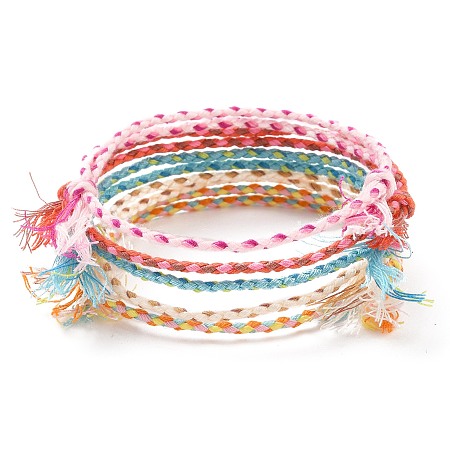 Honeyhandy Cotton Braided Cords, Macrame Cord Bracelet Making, Mixed Color, 1-3/4~3-1/8 inch(4.5~8.1cm), 2mm