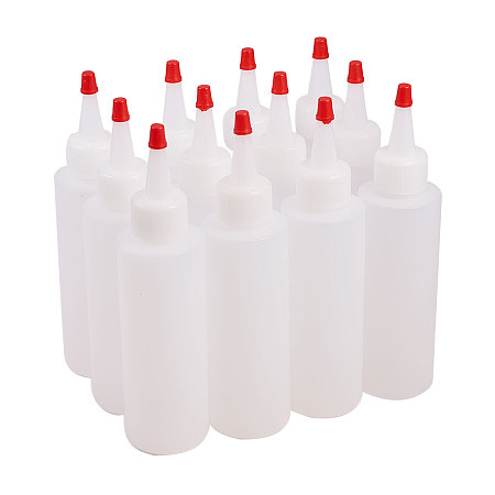 PandaHall Elite 4oz 12 Pack Plastic Squeeze Bottles with Red Tip Caps for Crafts, Art, Glue, Multi Purpose