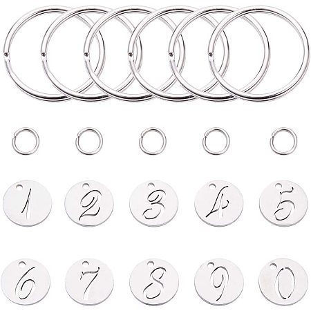 Arricraft 20 Sets Number Key Chain, Number Key Tags Hollowed Number ID Tags with Split Key Rings and Unsoldered Jump Rings for Dormitory Keys House Lockers