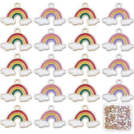 SUNNYCLUE 1 Box 80Pcs 2 Styles Alloy Enamel Rainbow Charm Weather Cloud Colorful Charms for Jewelry Making Charms Bulk Metal Bracelet Earrings Necklace Keychain Supplies DIY Craft Findings Adult
