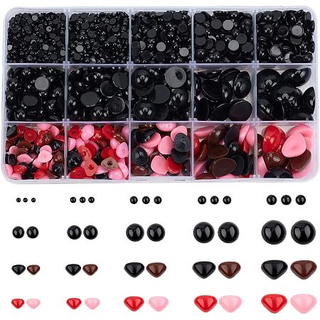CHGCRAFT 2575Pcs 4Color Safety Eyes and Nose Set Craft Plastic Doll Noses Eyes Cabochons Set for Stuffed Animals Handmade Projects, 10 Sizes
