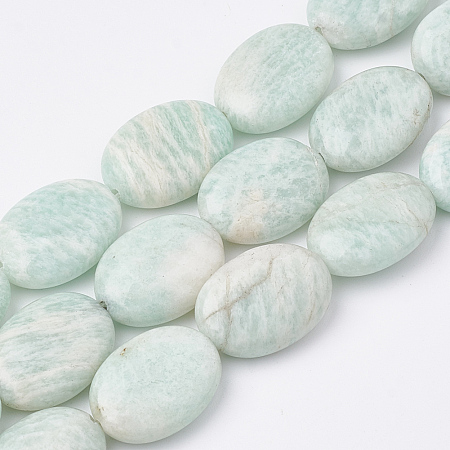 Honeyhandy Natural Amazonite Beads Strands, Oval, 17.5~18x13x5.5mm, Hole: 1mm, about 23pcs/strand, 16.14 inch