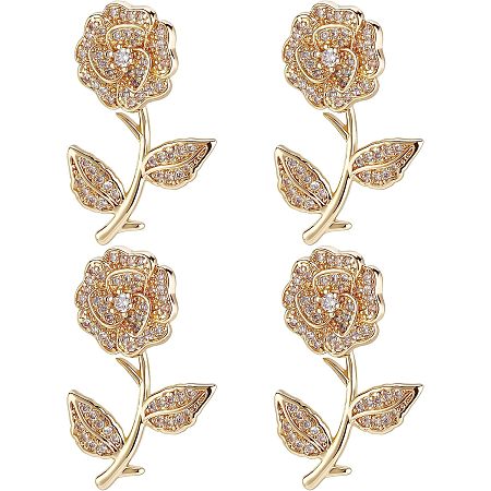 Beebeecraft 5Pcs/Box Rose Flower Charms Cubic Zirconia Rose Floral for Valentine s Day Mother's Day DIY Craft Keychain Necklace Pendants Bracelets Earrings Jewelry Making
