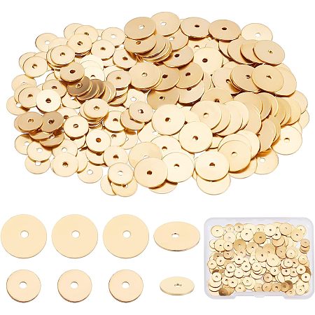 SUNNYCLUE 1 Box 200Pcs Gold Heishi Beads Golden Flat Disc Beads 6mm 8mm Real 18K Gold Plated Brass Round Spacer Beads for Jewelry Making Charms Bracelet Necklace Earring Women Craft Beading Supplies