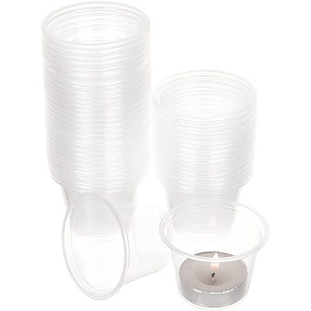 PandaHall Elite 100pcs Plastic Cup for Tealight Boxes Candle Containers Cup - Prevent Candle from Wind, Perfect for Valentine's Day