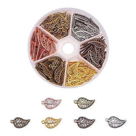 PandaHall Elite Leaf Charms, 150pcs 6 Color Tibetan Alloy Filigree Tree Leaves Pendants Beads Charms for DIY Bracelet Necklace Jewelry Making