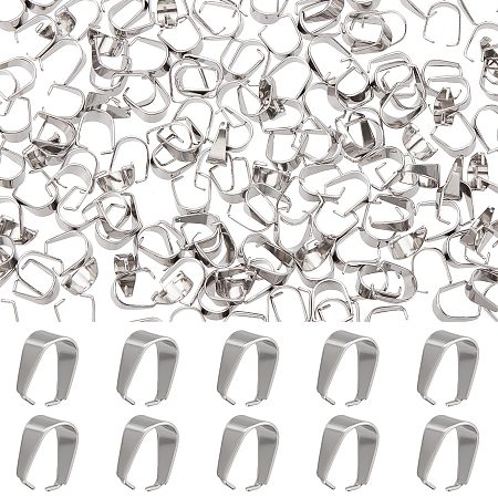 SUNNYCLUE 200Pcs 304 Stainless Steel Snap on Bails, Stainless Steel Color, 10x7x5mm