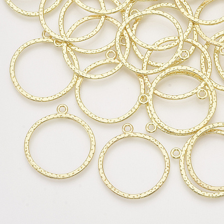 Honeyhandy Alloy Open Back Bezel Pendants, For DIY UV Resin, Epoxy Resin, Pressed Flower Jewelry, Ring, Light Gold, 30.5x27.5x1.5mm, Hole: 2mm
