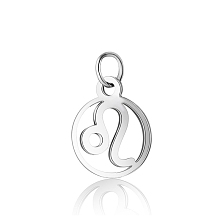 Honeyhandy 304 Stainless Steel Charms, with Jump Rings, Polished, Flat Round with Constellation, Leo, 13x11x1mm, Hole: 2.5mm