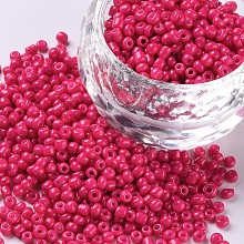 Honeyhandy Baking Paint Glass Seed Beads, Camellia, 12/0, 1.5~2mm, Hole: 0.5~1mm, about 30000pcs/bag