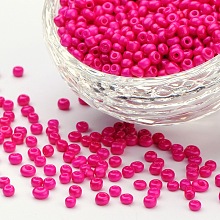 Baking Paint Glass Seed Beads, Camellia, 8/0, 3mm, Hole: 1mm, about 10000pcs/bag