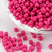 Honeyhandy Baking Paint Glass Seed Beads, Camellia, 6/0, 4~5x3~4mm, Hole: 1~2mm, about 4500pcs/bag