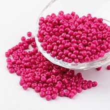 Honeyhandy 6/0 Baking Paint Glass Seed Beads, Camellia, 4~5x3~4mm, Hole: 1~2mm, about 427pcs/50g